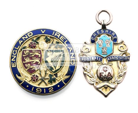 A football medal won by Joe Mercer senior in 1908-09,a 9ct. gold & enamel Cheshire Football Association Amateur Cup winner's 