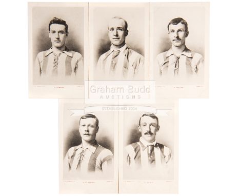 A group of five real photo portrait postcards of Queen's Park Rangers footballers from season 1901-02 when the team uniquely 