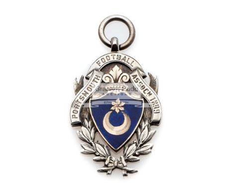 A silver & enamel 1899 Portsmouth Football Association medal,star & crescent moon in enamel, inscribed PORTSMOUTH FOOTBALL AS