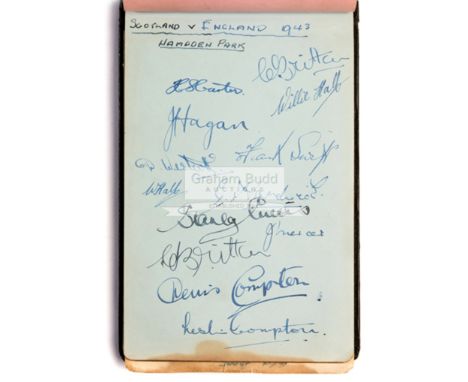 Autograph album mostly with wartime football content,including team-groups for England (numerous), British Army, British Comb