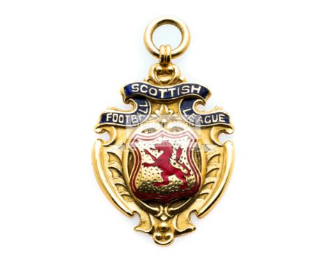 Scottish Football League Championship winner's medal awarded to Patsy Gallacher of Celtic FC in season 1918-19,9ct. gold & en