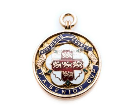 West Riding F.A. County Senior Cup winner's medal awarded to a Bradford City reserves player in season 1929-30,9ct. gold & en