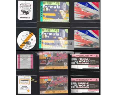 1979 to 2004 British Grand Prix event ticket collection,approximately 80 various different tickets, including many practice d