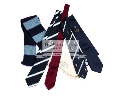 A pair of Manchester City playing socks,sold together with neck ties from the Joe Mercer Collection comprising Manchester Cit