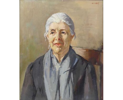 Philip Naviasky (1894-1983) - Portrait of an old lady, oil on board, signed upper right, 60 x 49.5cm