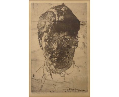 After Sir Stanley Spencer CBE RA (1891-1959) - Self-portrait, lithograph, inscribed and numbered '55/75' in pencil to the mar