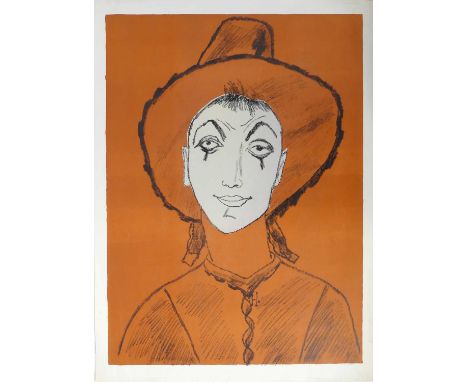 Albert Houthuesen (Dutch-British, 1903-1979) - Pierrot in red, lithograph in colours, printer's proof, unframed, sheet 77 x 5