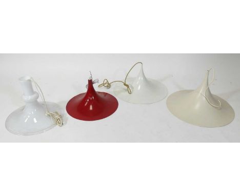 Claus Bonderup and Torsten Thorup for Fog &amp; Morup - three 'Semi-Pendant' painted aluminium ceiling lights, in white, crea