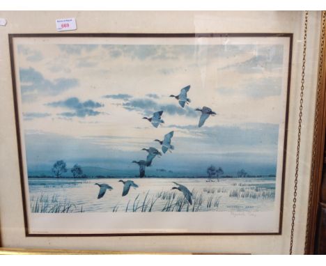 ELIZABETH GREY SIGNED PRINT OF DUCKS 40CM X 56CM     R