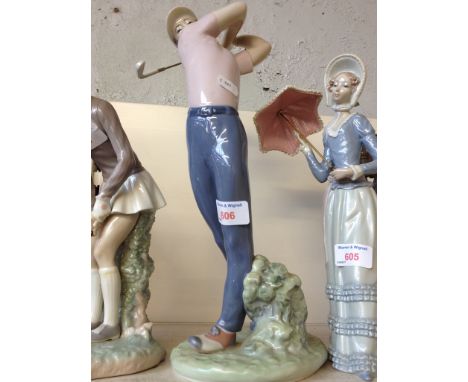 LLADRO FIGURE OF A GOLFER, H40CM