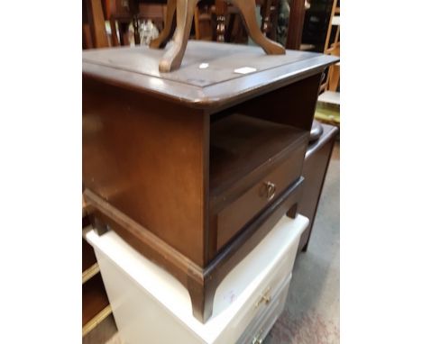 A STAG BEDSIDE UNIT AND A TRIPOD TABLE