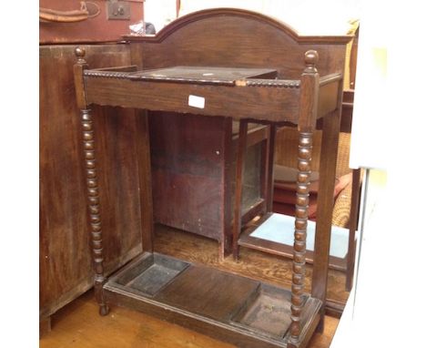 AN OAK STICK STAND  H86CM W62CM D28CM