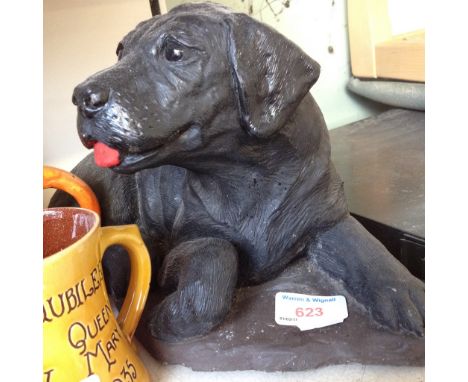 PLASTER MODEL DOG, L35CM    D4