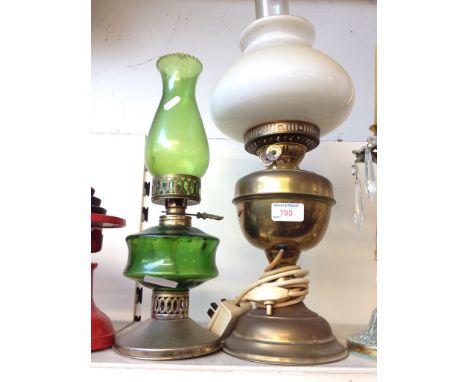 OIL LAMP AND ANOTHER, TALLEST 52CM      J5