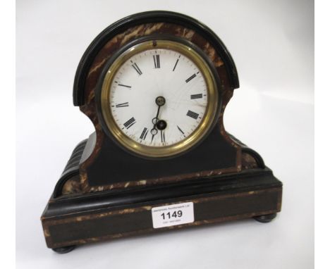 Late 19th / early 20th Century wooden cased dome top mantel clock with circular enamel dial and single train movement (at fau