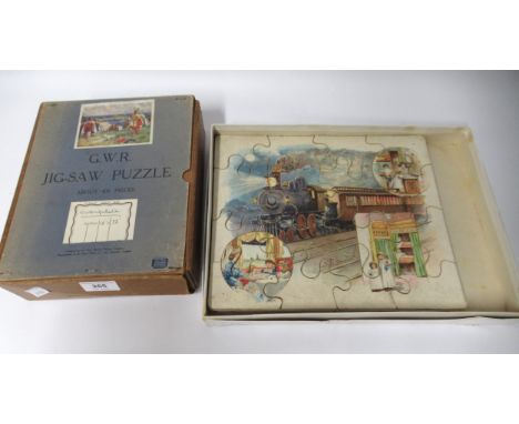 Chad Valley GWR wooden jigsaw in original box, together with a quantity of unboxed cardboard jigsaws 