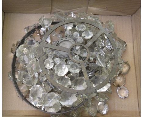 Pair of cut glass bag form light fittings 