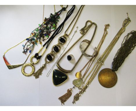 Silver woven bangle together with various costume jewellery 