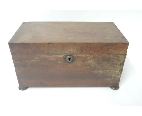 19th Century tea caddy containing a collection of various ephemera including buttons etc. 