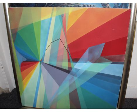 Mid to late 20th Century oil on canvas, abstract composition, unframed, 90cm square 