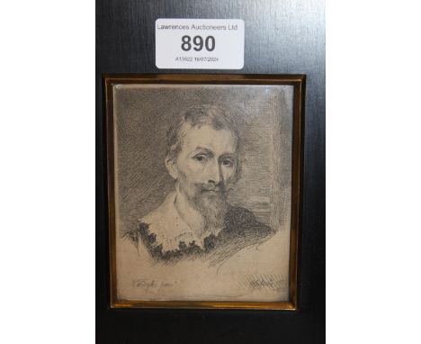 19th Century watercolour miniature on paper, head and shoulder portrait of a military officer, inscribed ' Van Dyke ', dated 
