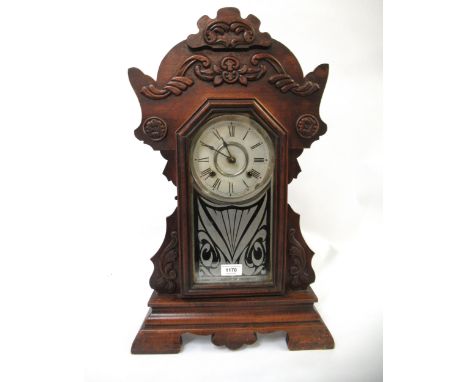 American beechwood two train mantel clock 