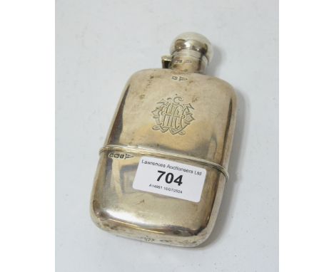 Early 20th Century silver hip flask, Sheffield 191114cm high x 7.5cm wide.5.6oz tSome dents and marks to cup and minor scratc