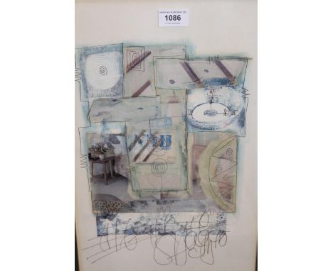 Pair of mixed media abstract studies, indistinctly signed, 29 x 22cm, framed 