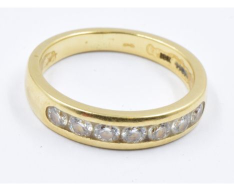 18ct Yellow gold diamond channel set half eternity ring, size L, 4g 