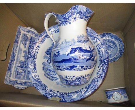 20th Century Spode Italian pattern water jug with wash basin, together with a quantity of other ceramics 