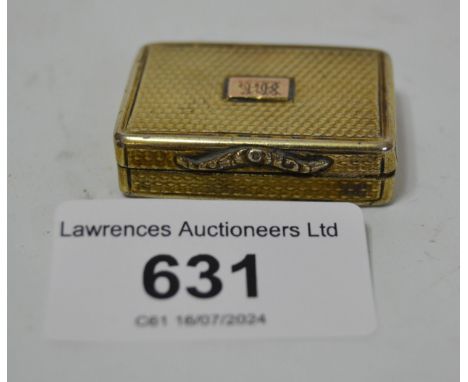 Nathaniel Mills, 19th Century silver rectangular vinaigrette with engine turned decoration 