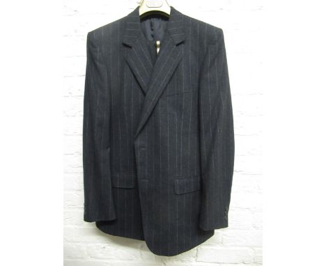 Three various gentleman's pin striped suits made for Harrods and a Moss Bros morning suitBlack with grey pinstripe jacket - 5