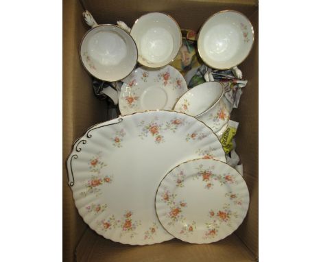 Royal Albert Enchantment set of twelve tea cups and saucers, another Royal Albert Peach Rose coffee set and a quantity of Roy