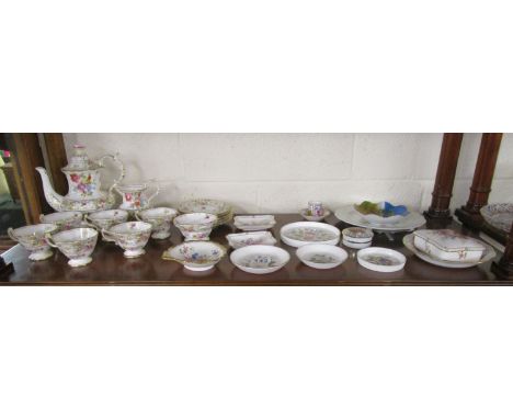 Shelf of china to include Hammersley 'Dresden pattern' tea service