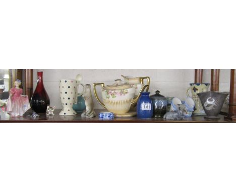 Shelf of china to include Royal Doulton