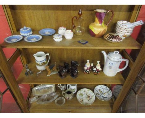 3 shelves of collectables to include Wedgewood Jasperware
