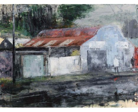 Donald Teskey RHA (b.1956) Garage (2012)  acrylic on paper  signed lower left  76½ x 100½cm (30 x 39in)  Private Collection D