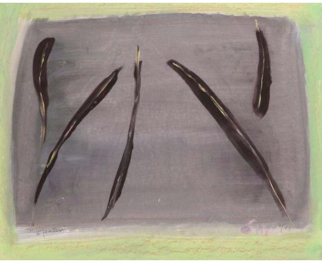 Tony O'Malley HRHA (1913-2003) 5 Feathers (1983) mixed media on board signed & dated August '83 lower right, titled lower lef