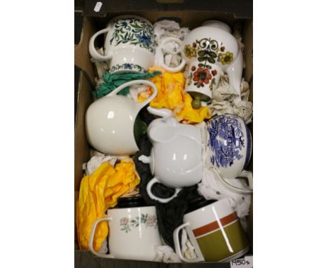 1950's - 70's Teapots (7 items) including J &amp; G Meakin, Carltonware, Burleighware, Willow Pattern (no lid) and Midwinter