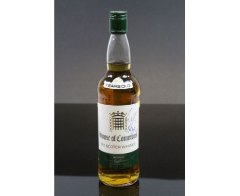 A 70cl unopened bottle of House Of Commons 12 Year Old No.1 Scotch Whisky, signed by William Hague and Michael Ancram.  This 