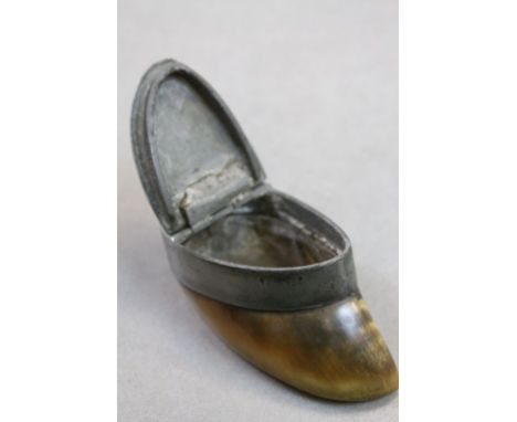 Taxidermy Deer foot Snuff box with Pewter hinged lid