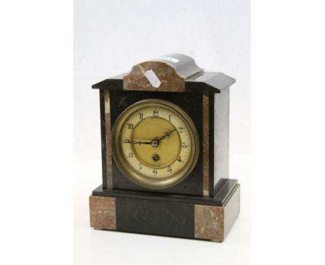 Late Victorian Slate and Marble Mantle Clock 