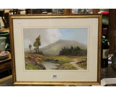 R D Sherrin (1891 - 1971) Framed and Glazed Goache of Buckland, Dartmoor, signed lower left, 38cms x 25cms