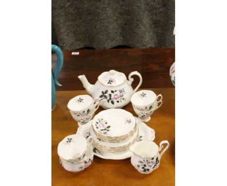 Royal Albert ' Queen's Messenger ' Part Tea Service comprising Tea Pot, Milk Jug, Sugar Bowl, Sandwich Plate, 6 Tea Plates, 5