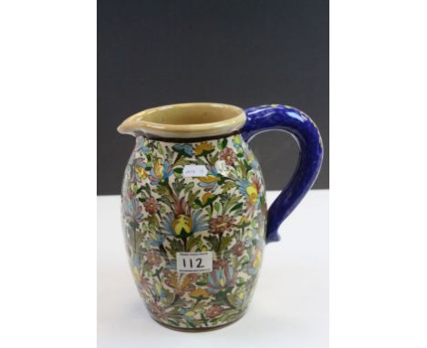 Persian Floral Pattern Glazed Pitcher, 25cms high