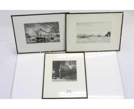 Three R S Chattock Black and White Etchings 