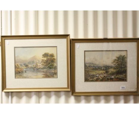 Pair of framed &amp; glazed 19th Century Watercolours of Country scenes, one signed R Mann