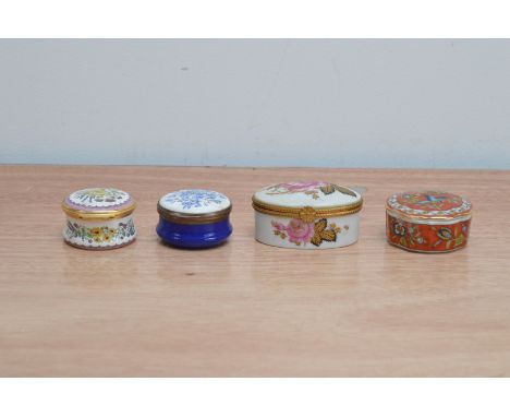 Four enamel boxes, comprising, Crummles, Halcyon Days, Limoges and Chinese examples (4)