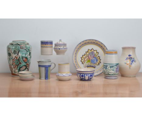 A Collection of Carter Stabler Adams Ltd. Poole Pottery, marks to the bases, including four vases, the largest 25cm high, a p