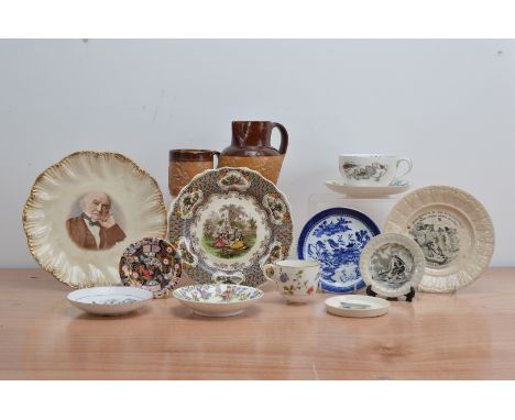 A collection of 19th and 20th century English ceramics, to include a damaged Doulton Lambeth stoneware jug and mug, a modern 